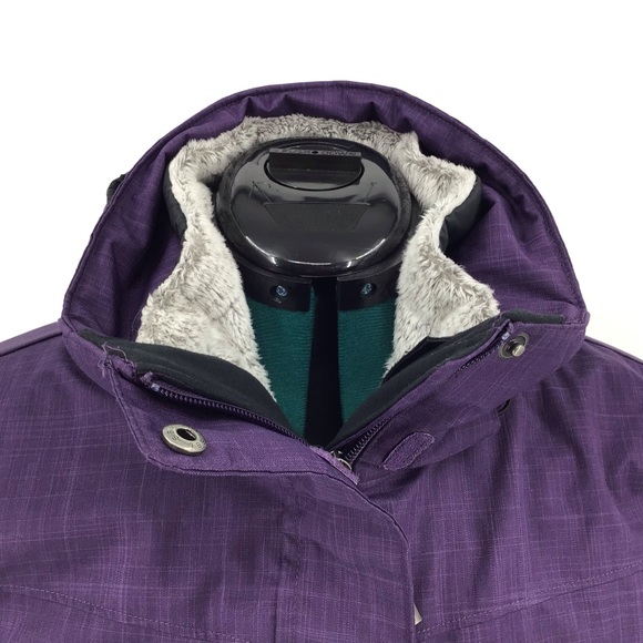 Columbia Sleet to Street Purple Plaid Parka, Med - Picture 3 of 16